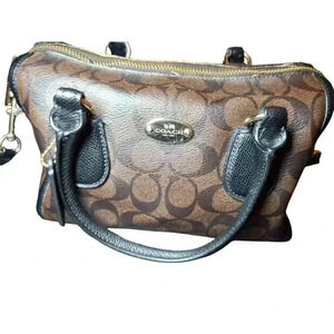 VTG COACH F34084 SIGNATURE MINI BENNETT SATCHEL BROWN/BLACK WITH DOUBLE HANDLES